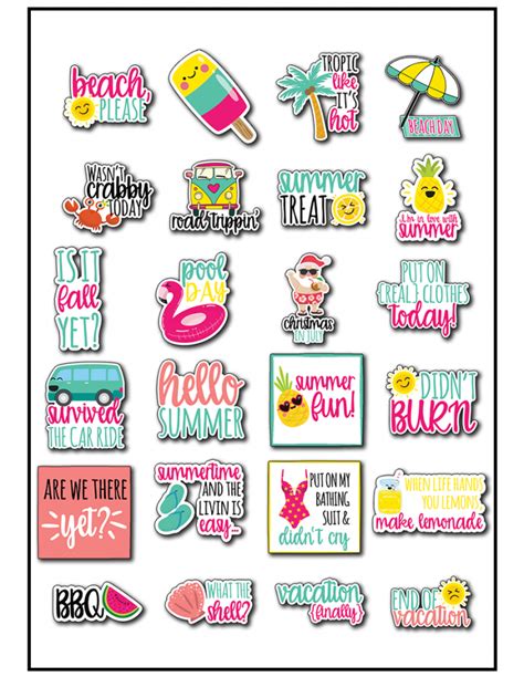 Printable Summer Stickers
